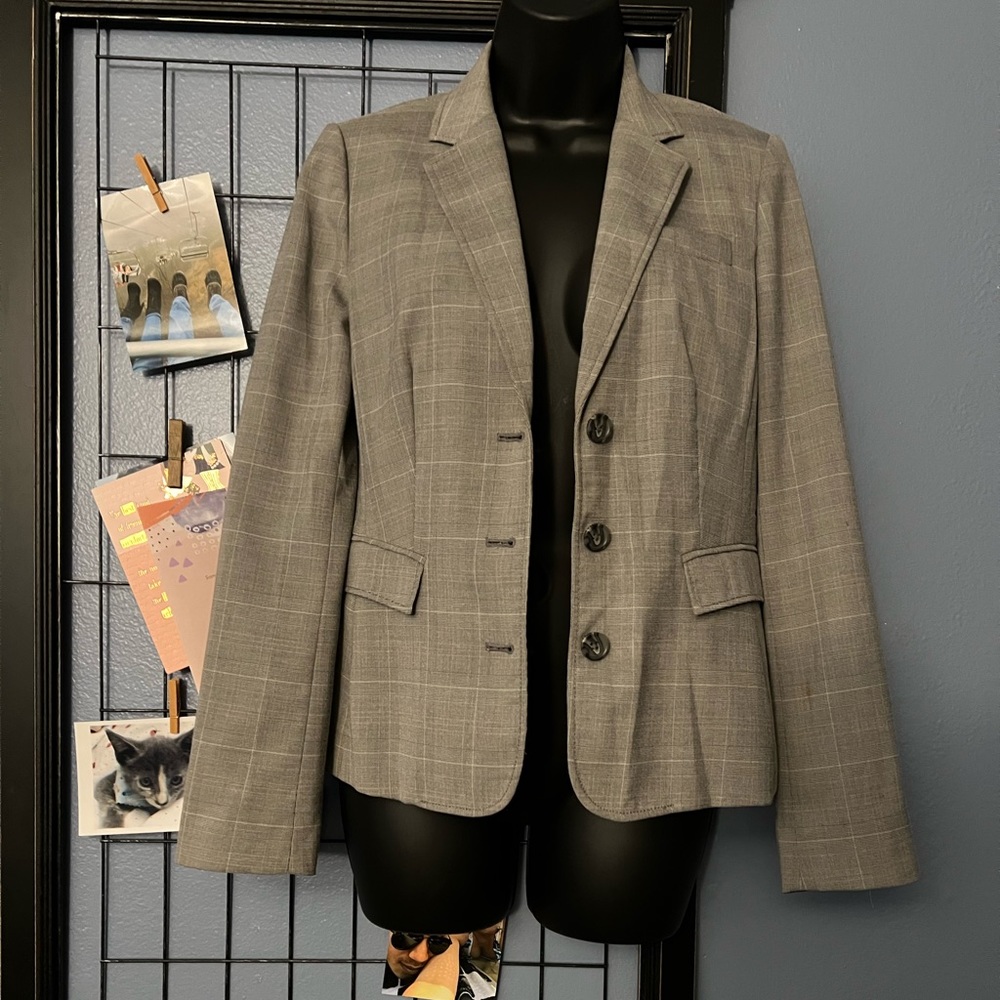 Banana Republic Grey Plaid Blazer